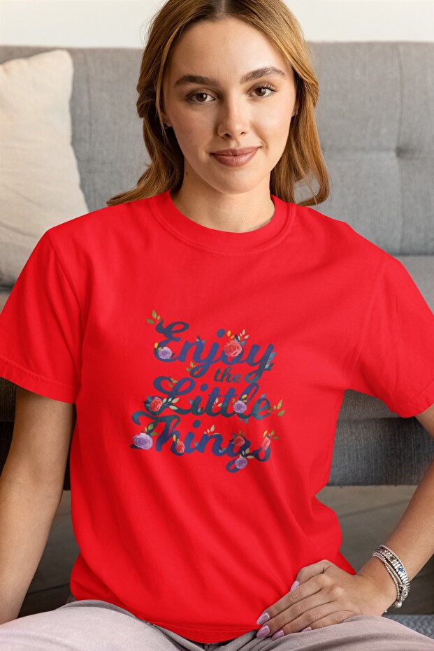 Women/Men 100% Cotton Enjoy Little Things Transfer Printed Round Neck Short Sleeve Tee