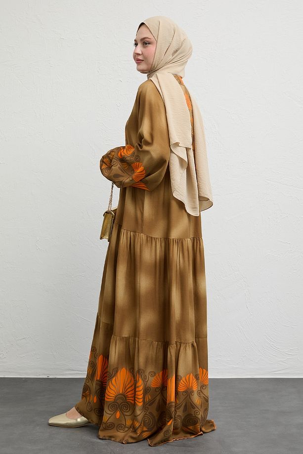 Patlı Buğulu Camel Salaş Elbise - 4