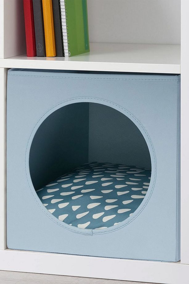 Raf Kedi Yatağı Kutusu Pencereli Kutu 33x38x33cm Mavi UB018 - 2