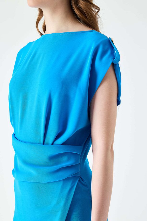 Drape detaylı anvelop elbise - 2