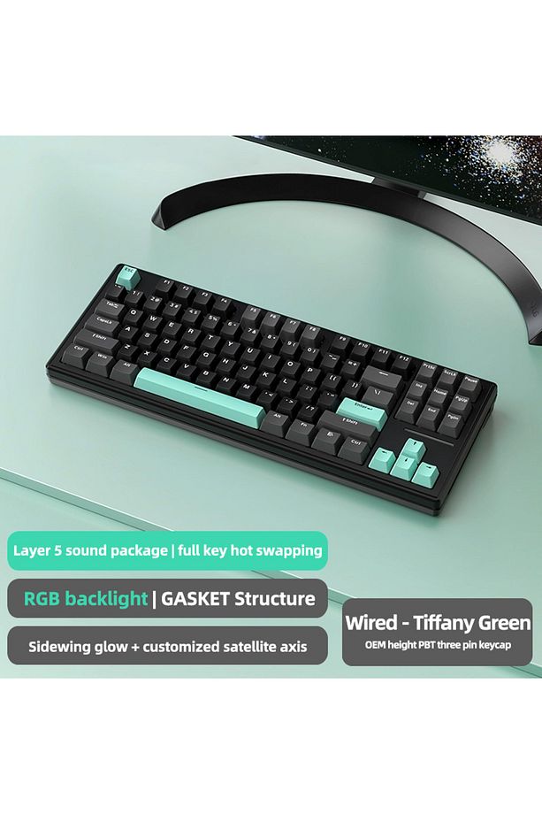 ATTACK SHARK M87 RGB Kablosuz Şarjlı Üçlü Mod 4000mAh PBT Mekanik Klavye Mac ve Win Uyumlu - 1