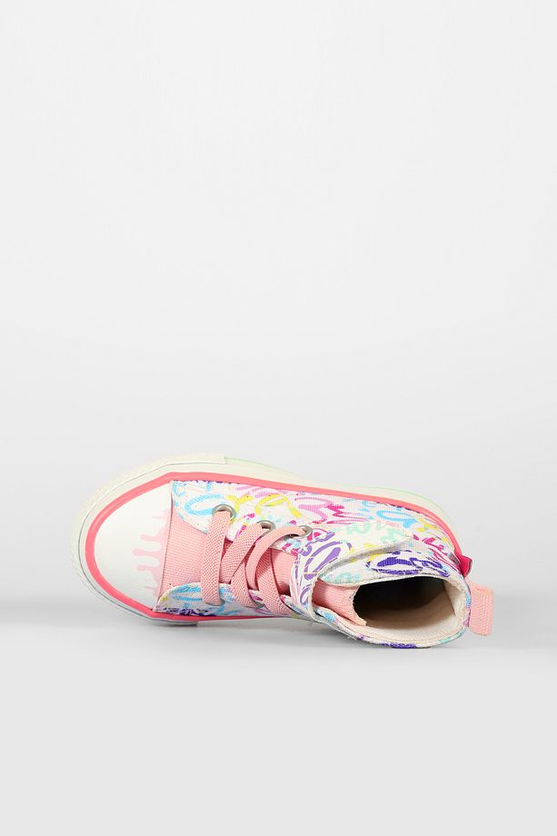 Ada Desenli Kız Okul Öncesi Beyaz/pembe Sneaker - 6