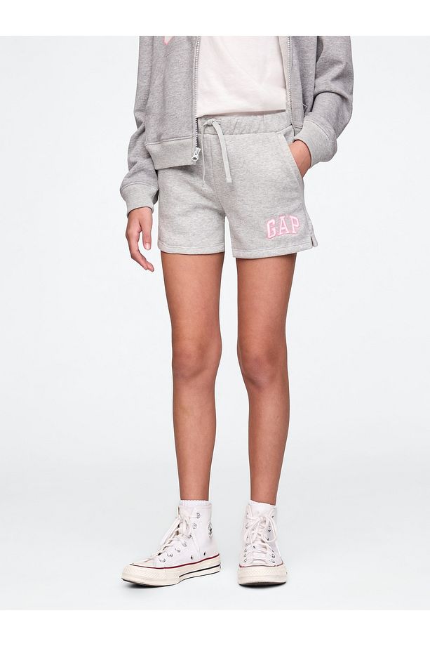 Kız Çocuk Gri Gap Logo Havlu Kumaş Pull-On Şort - 4