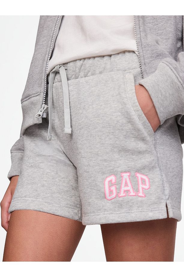 Kız Çocuk Gri Gap Logo Havlu Kumaş Pull-On Şort - 2