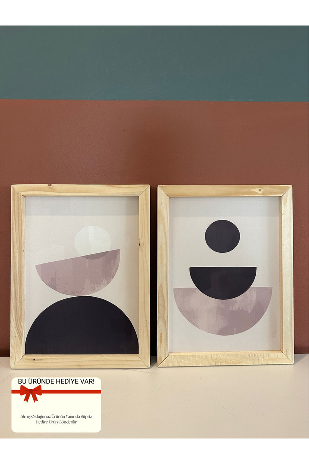 Set of 2 Black and White Decors Painting with Natural Wood Frame Wall Decor for Living Room Bedroom Kitchen