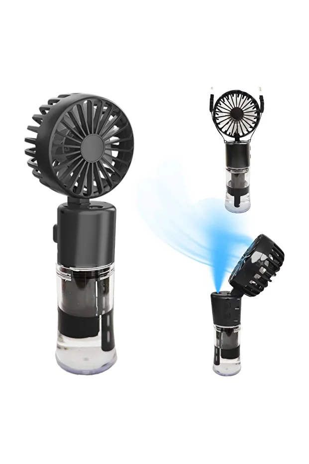 Tutulabilir Taşınabilir Buharlı Vantilatör Fan Mini Fan 4 Hız Ayarı, Şarjlı, Misting Özelliği - 1