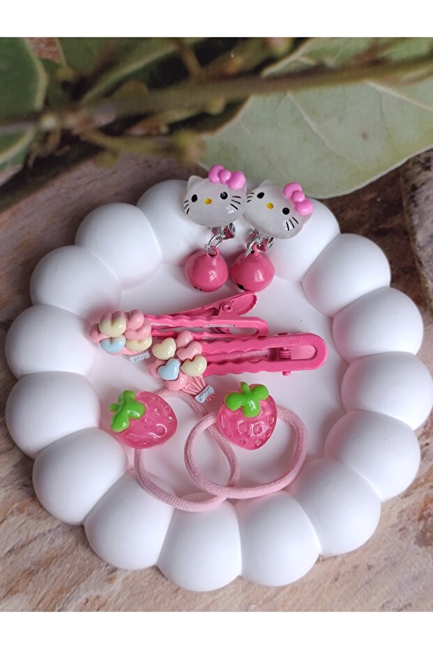 HELLOKİTTY HEDİYELİK KÜPE-TOKA SETİ - 1