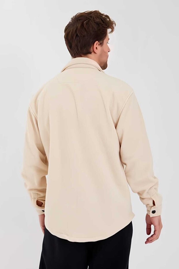 Beige Thick Winter Fleece Shirt - 4