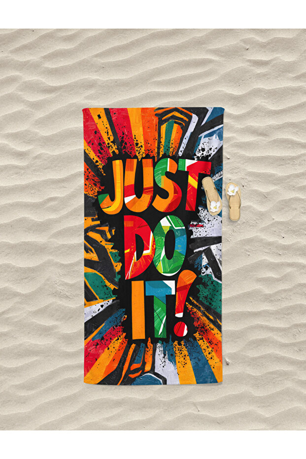 منشفة حمام الشاطئ للأطفال الصغار مطبوعة رقميًا ومطبوعة بالألوان من Just Do It