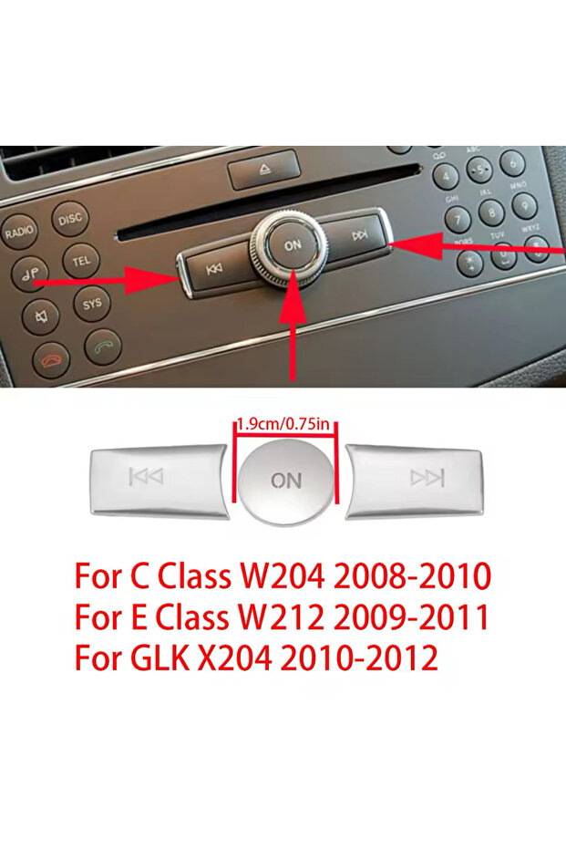 Mercedes Radio Key Overlay 3L Chrome Makeup Less Brushable