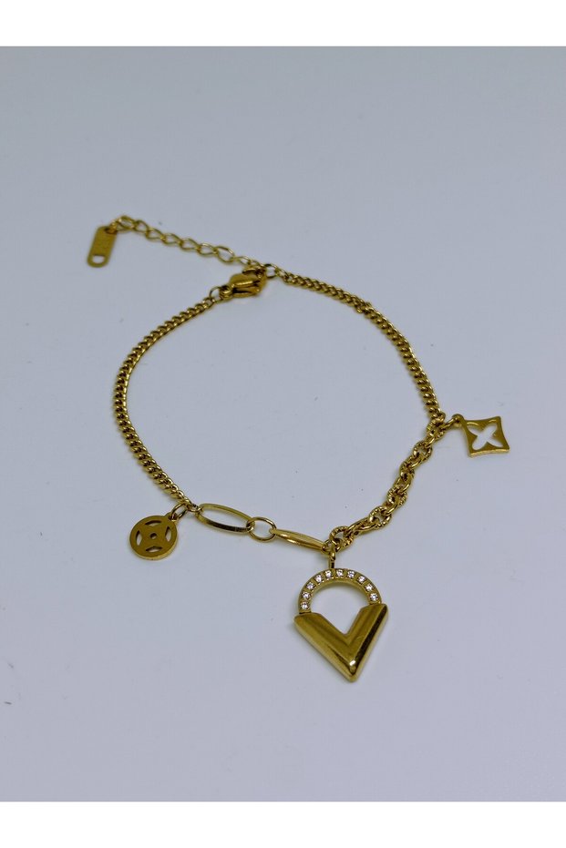 1. Grade Quality 316L Surgical Steel Women Bracelet, Flower Figured Chain Model No 7
