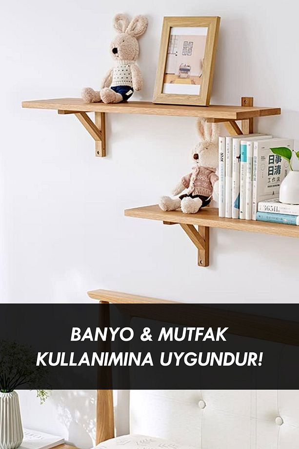 Ahşap Duvar Rafı , Modern Kahve Köşesi Çok Amaçlı Duvar Rafı , Dekoratif Ahşap Raf - 1 Adet - 4