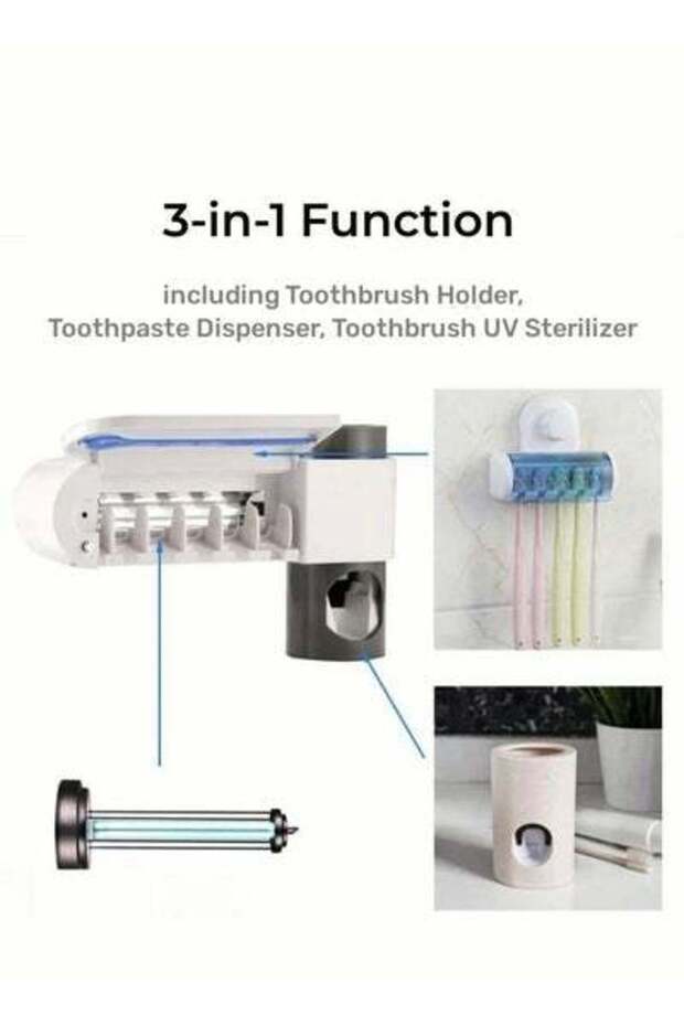 موزع معجون أسنان أوتوماتيكي، معقم فرشاة أسنان بالأشعة فوق البنفسجية، معجون أسنان ذكي - 2