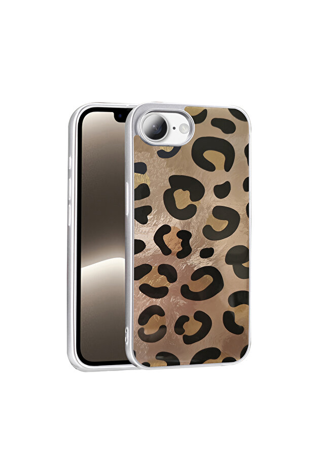 iPhone 16E Case Patterned Mep Cover - Gold Leopard - 1