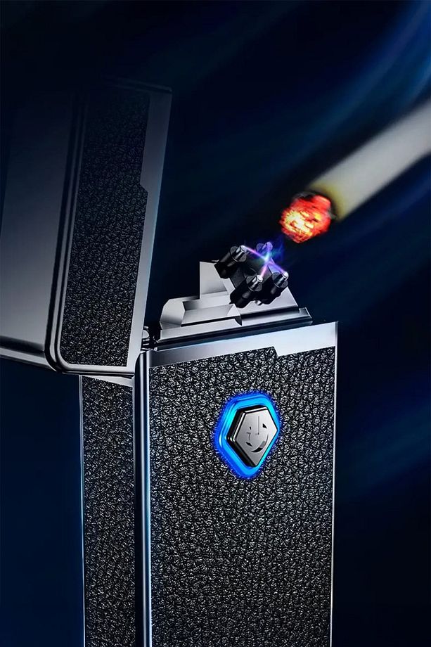 K13 Usb Şarjlı 4 Arc Deri Kaplama Alevsiz Çakmak -New Style - 6
