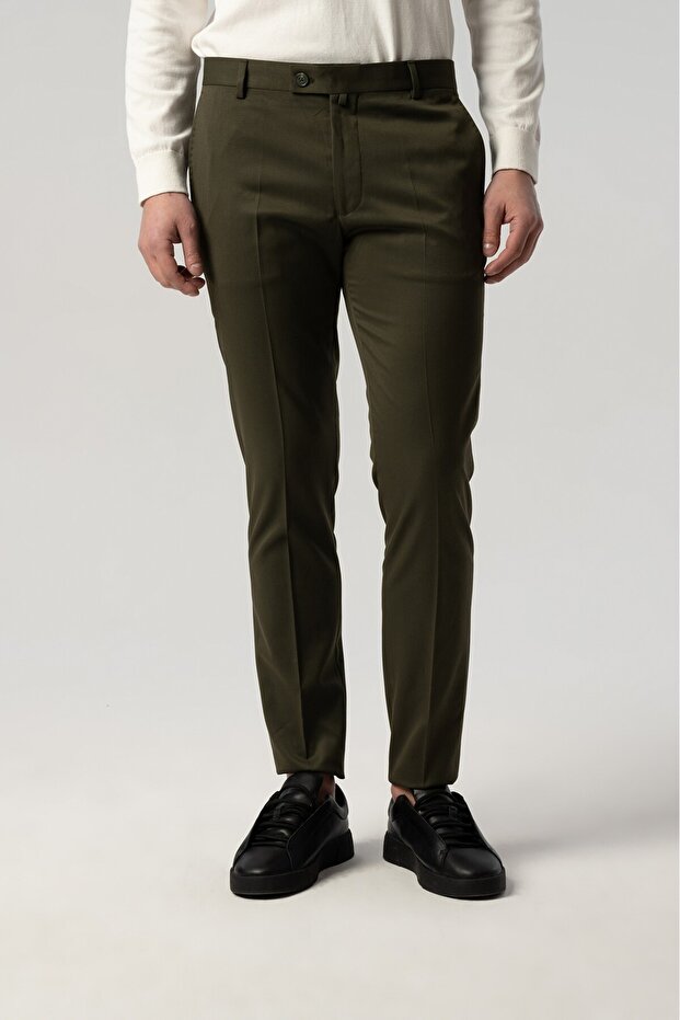 Italian Cut Khaki Fabric Trousers 173-81