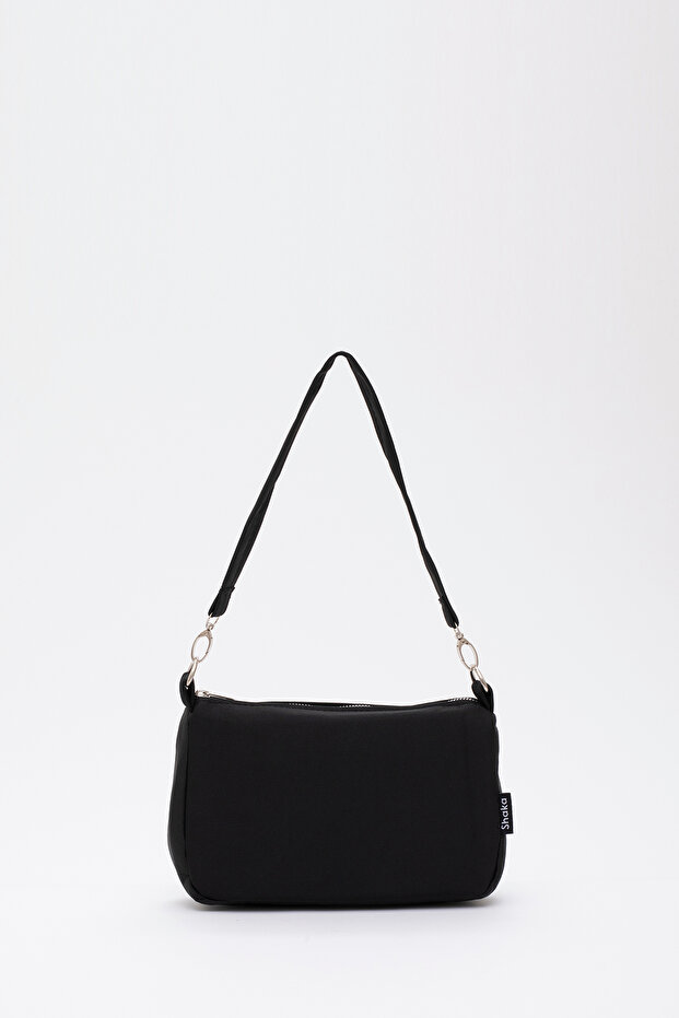 Black U16 Daily Sports Canvas Fabric Baguette Women's Hand and Shoulder Bag U:23 E:16 W:7