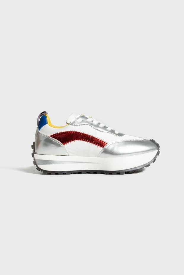 Acacia White Metallic Skin Women's Sports Shoes