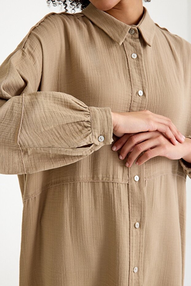 Müslin Gömlek Vizon - 6