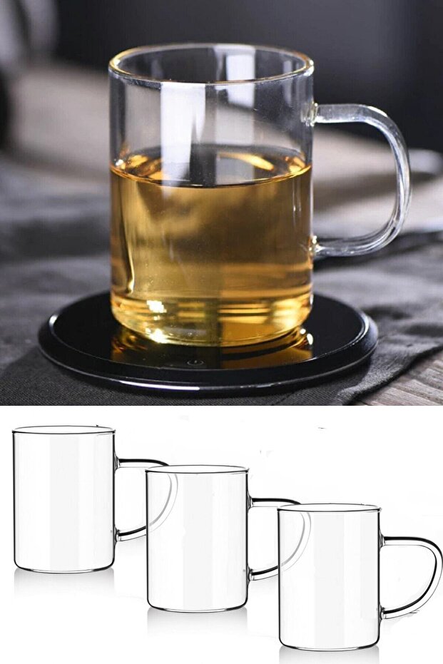 3Pcs Borosilicate Heat Resistant Borosilicate Glass Mug Cup