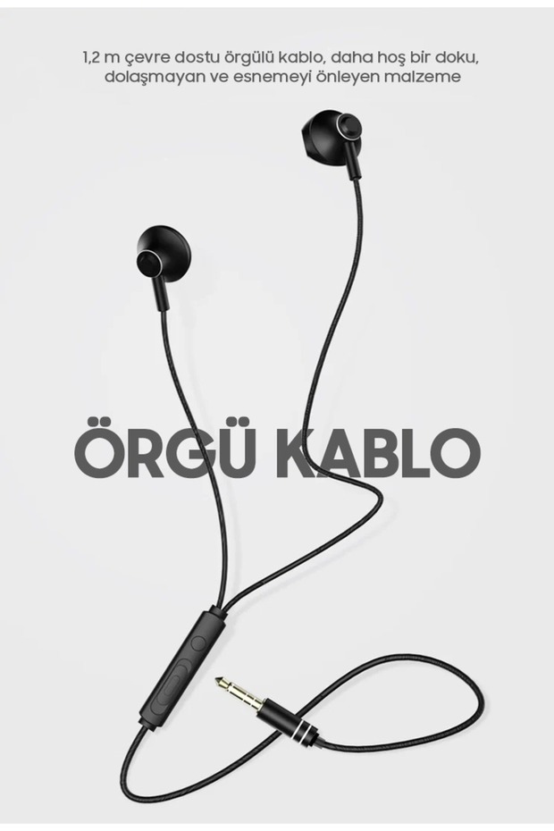 Samsung Galaxy A01 / A02 / A10 / A11 / A20 / A21 3.5 mm Mikrofonlu Kablolu Kulaklık - 7