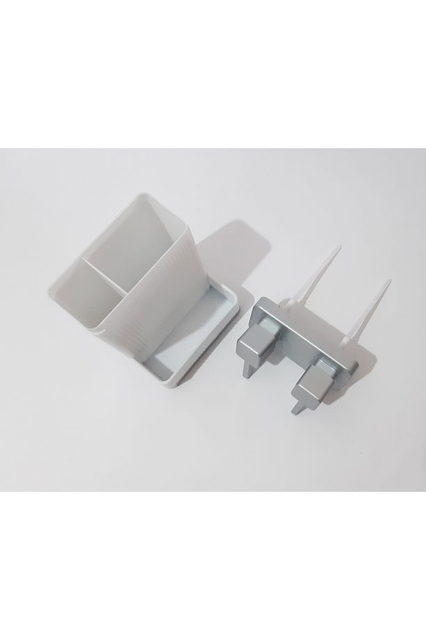 800 ML 2 Li Sıvı Sabunluk 20x12x10 CM Gümüş Renk Kapaklı İki Bölmeli Sıvı Sabunluk - 4