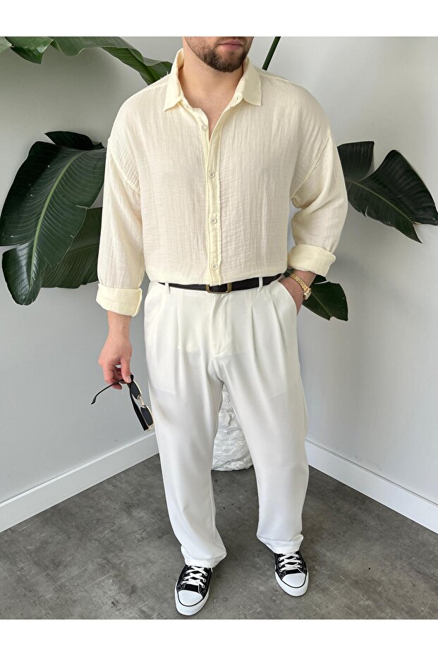 Müslin Oversize Gömlek - 1