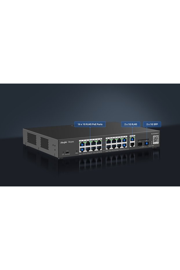 Ruijie reyee rg-es220gs-p 16 port 10/100/1000 16 port poe 2 port uplink 2 sfp 250w cloud managed
