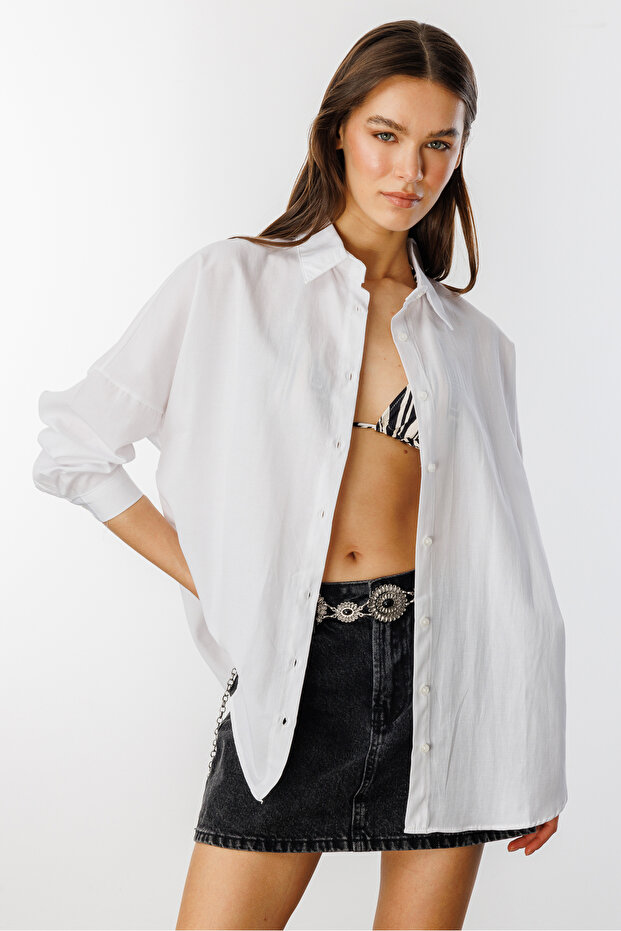 Oversize Basic Kadın Gömlek KADIN-BASIC-GÖMLEK - 6