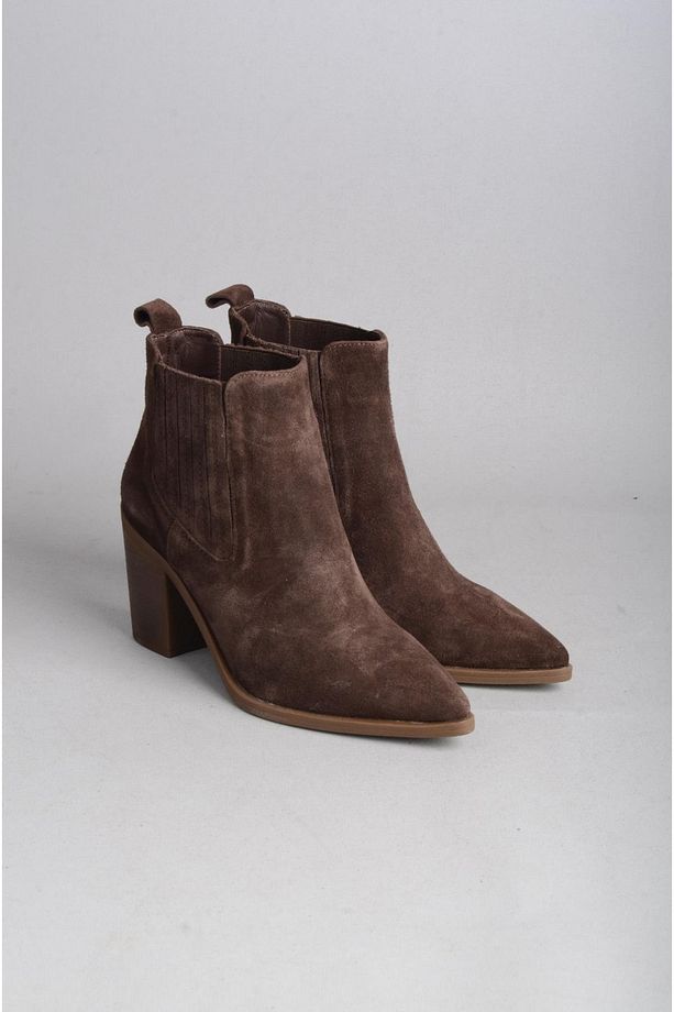 SEÇ 9694 HAKİKİ DERİ WESTERN TOPUKLU BOT (Topuk Boyu:8 cm) KAHVE SÜET - 1