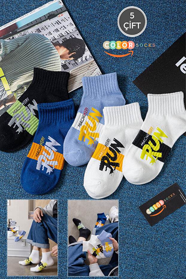5 Pairs Run Sport Men's Booties Summer Socks (Anti-Sweat)