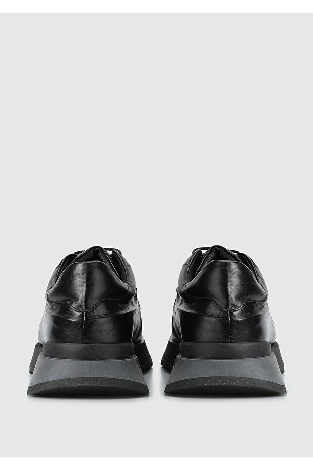 Siyah Deri Erkek Sneaker - 4
