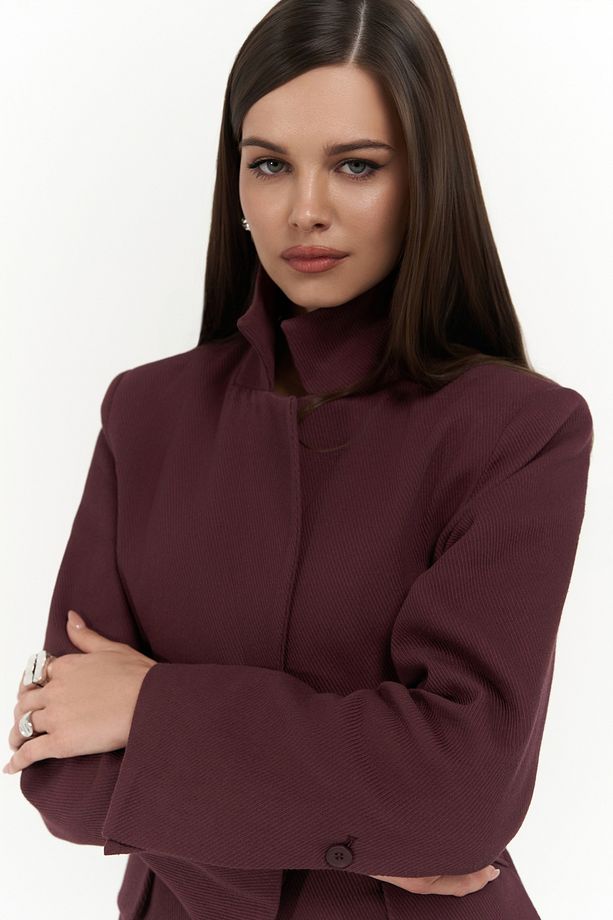 Anisah Belden Oturmalı Bordo Blazer - 5