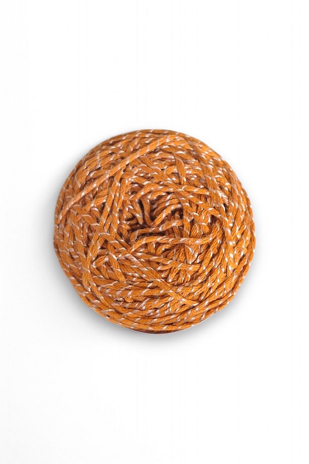 Tramonto. Taba rengi üzerine, vizon floş sargılı bambu koton el örgü ipi (200 gr.) - 2