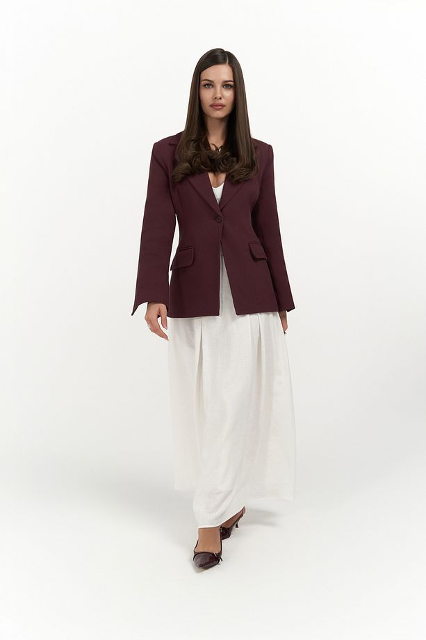 Anisah Belden Oturmalı Bordo Blazer - 2