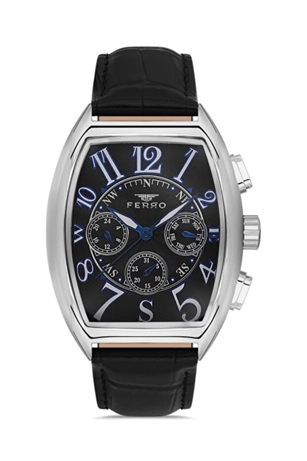 Black Leather Cord Men's Wrist Watch Fm11447B-J2