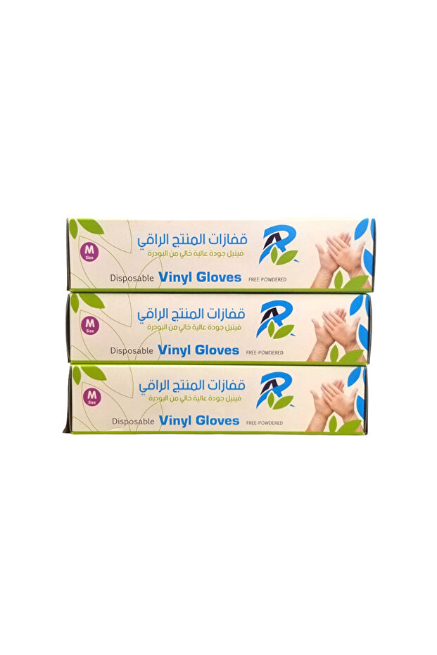 قفازات المنتج الراقي شفاف عدد 3علبة* 80حبة مقاسm