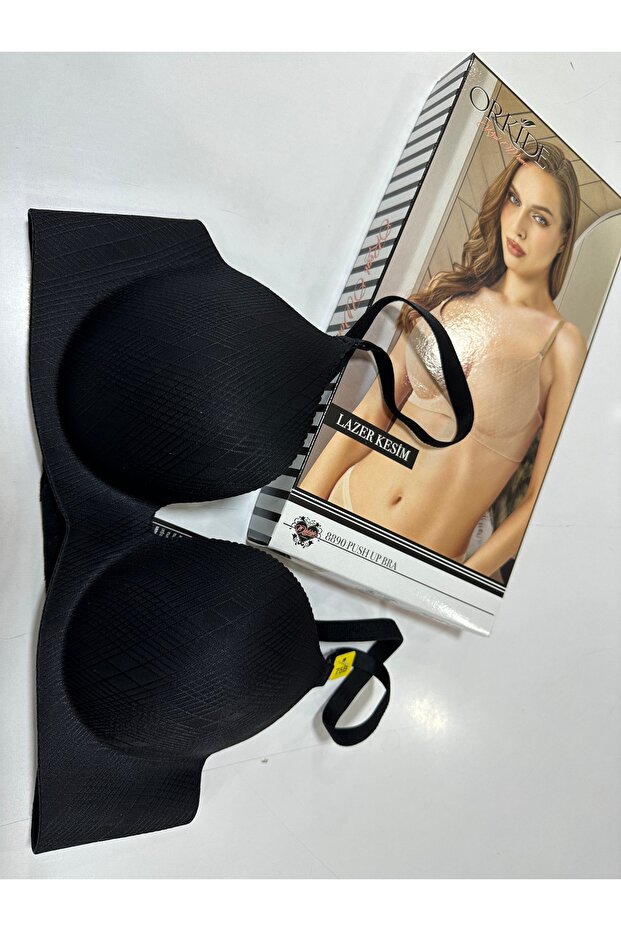 8890 حمالة صدر واحدة منقوشة بدون خياطة ومضلعة نصفًا مقطوعة بالليزر - 1