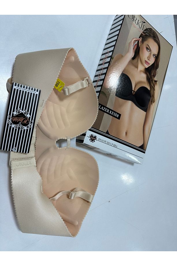 8910 Lazer Kesim Gizli Balenli Dikişsiz Double Push Up Tek Sütyen - 1