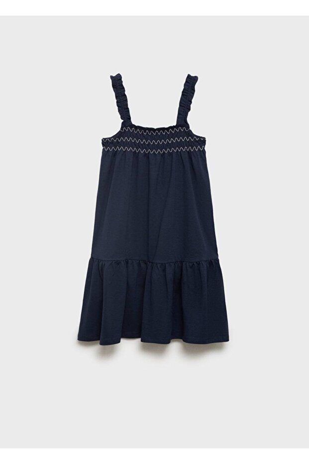 İşlemeli volanlı elbise - 3