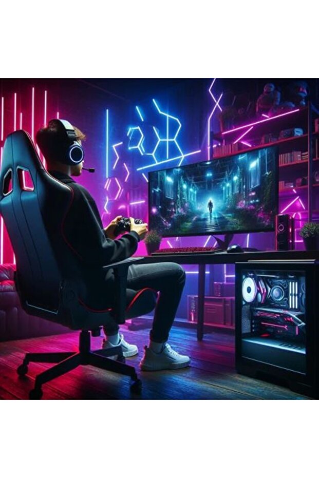 Trbo Adjustable Height and Back Ergonomic Soft Foam Gaming Chair Red Black
