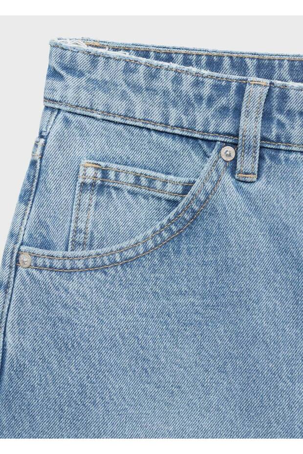 Paçaları dikişsiz denim bermuda şort - 5