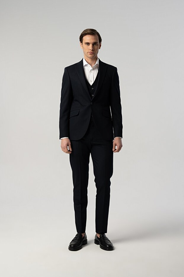 Slim Fit Black Suit Pants Vest Jacket 8012-438
