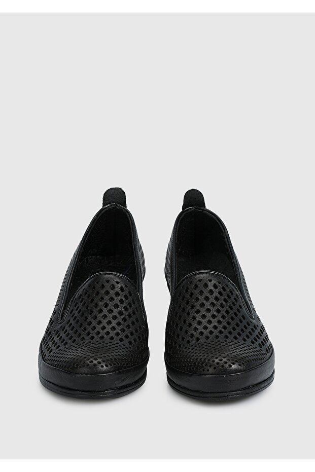 Siyah Deri Kadın Ayakkabı - 3