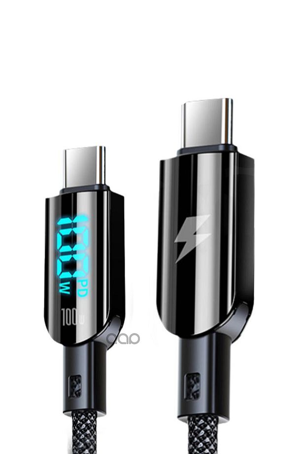 100 Watt Type-c To Type-c Dijital Ekran Sarj Kablosu 100W Şarj Kablosu 1.2m - 1