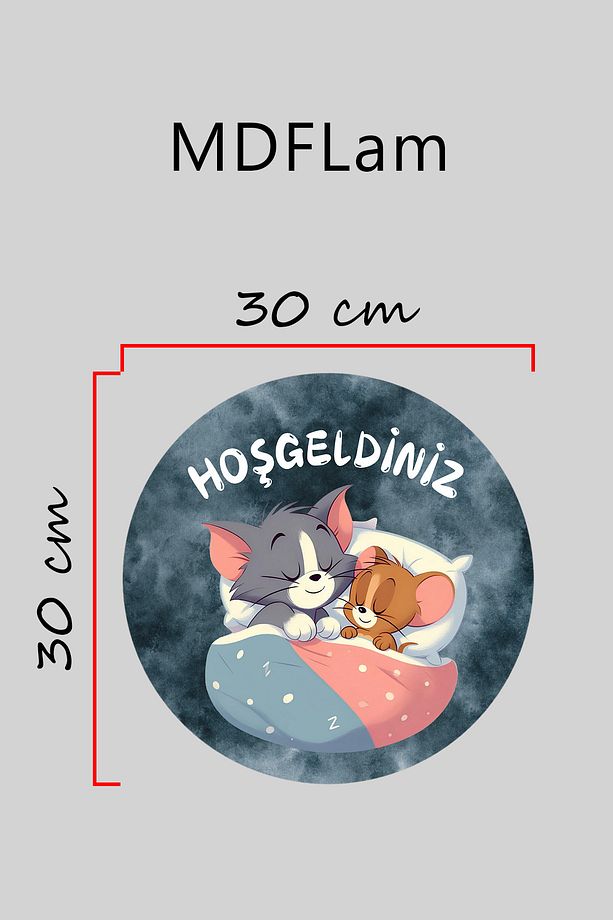 Dijital Baskı Desenli Ahşap Çocuk Odası, Bebek Odası, Kapı süsü, Duvar Süsü - 3