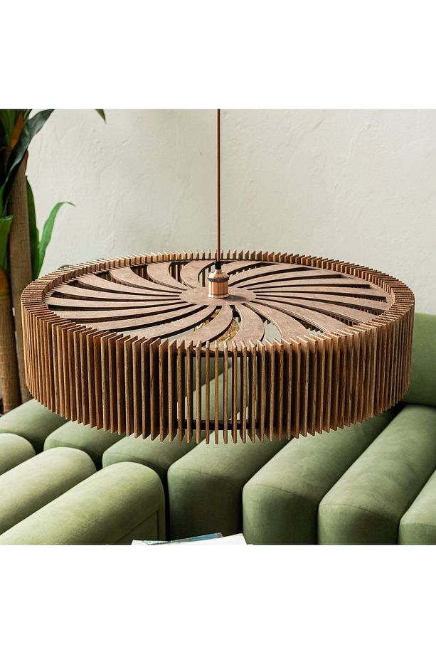 50 CM AHŞAP MODERN RUSTİK BOHEM SALON AVİZESİ - 1