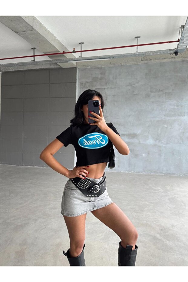 Freak Baskılı Crop Basic - 2
