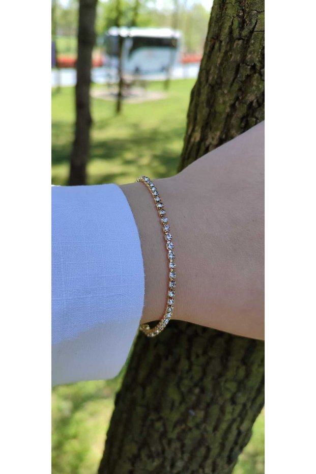 Women's Gold Color Stone Elegant Stylish Waterway Bracelet Imprint