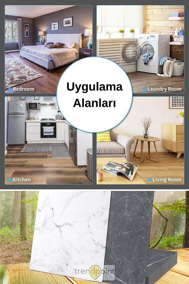 4 Adet LVT Zemin ve Duvar Kaplama Kendinden Yapışkanlı 30cm×30cm Mutfak Banyo Antre Karo - 9